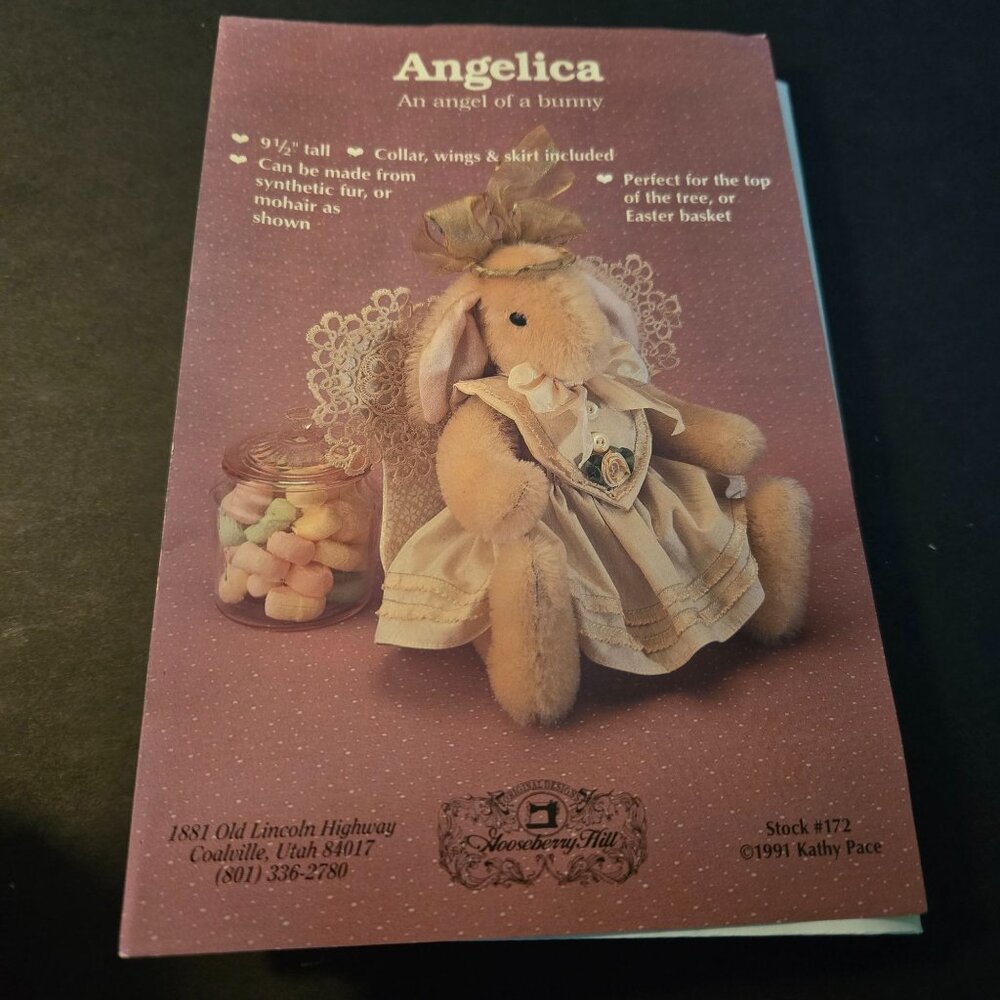 Angelica Angel of a Bunny sewing pattern 9.5 inches tall UNCUT 90s